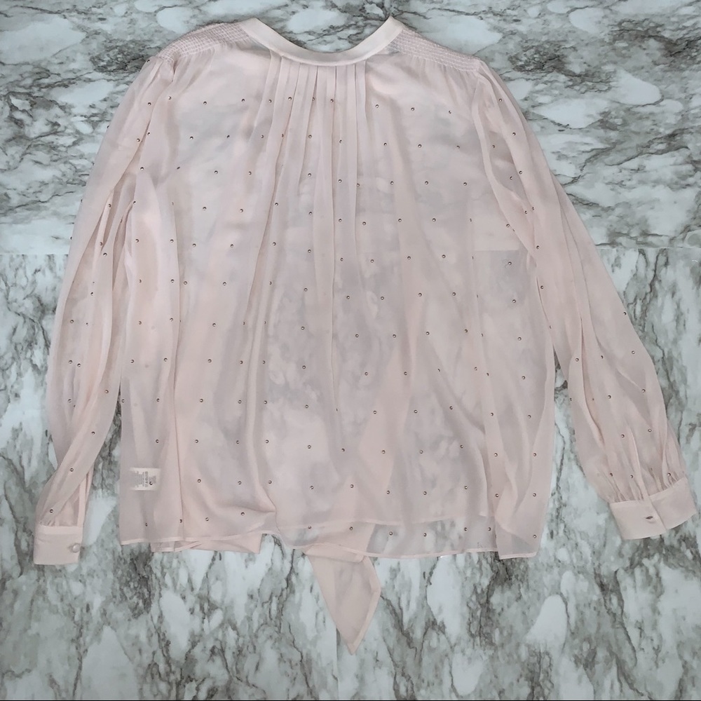 Mesh long sleeve top with gold detailing